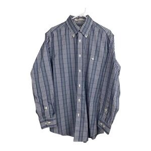 Orvis Shirt Mens Medium Blue Green Plaid Button Down Long Sleeve Cotton Pocket